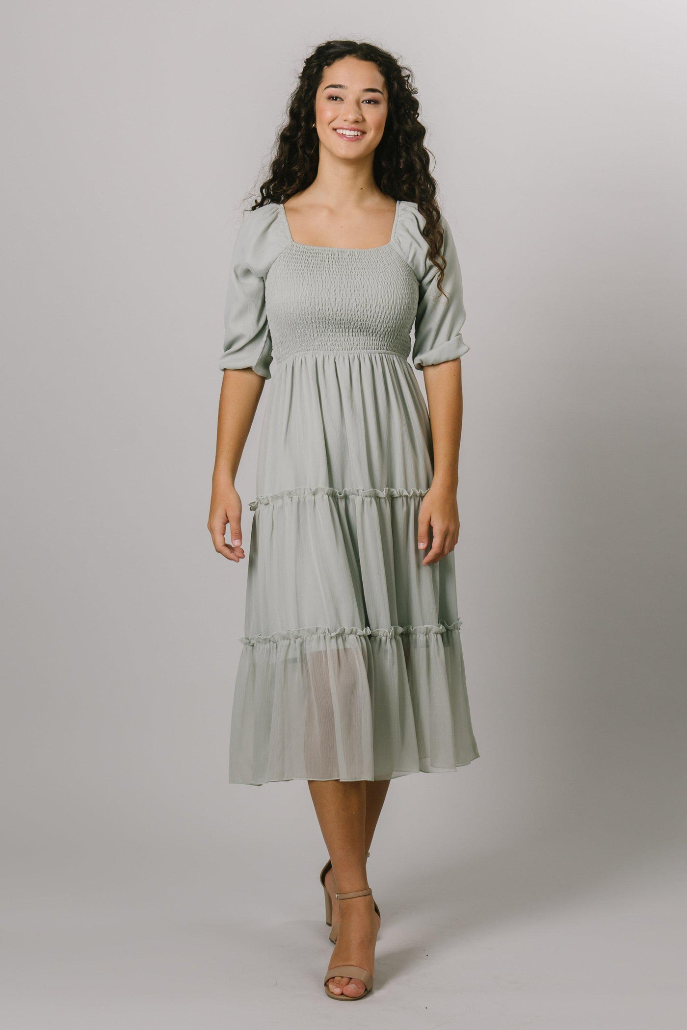 Modest Dresses | Smocked Tiered Chiffon ...